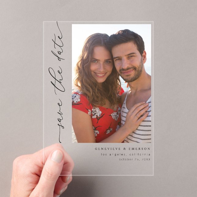 H MOD 2 Simple Photo Save the Date  Acrylic Invitations (Insitu (Handheld))