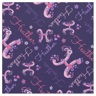 H monogram and personalized name Heather fabric