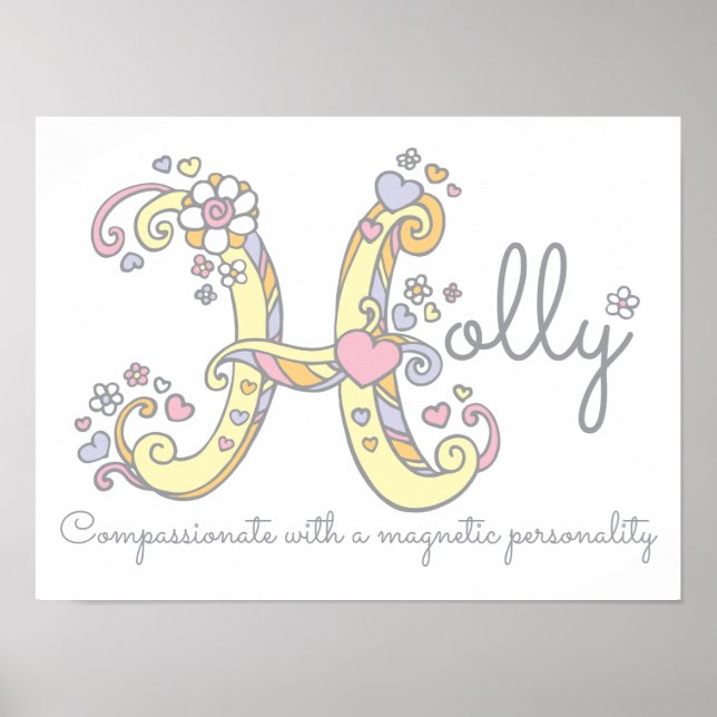 H monogram art Holly girls name meaning poster (Front)