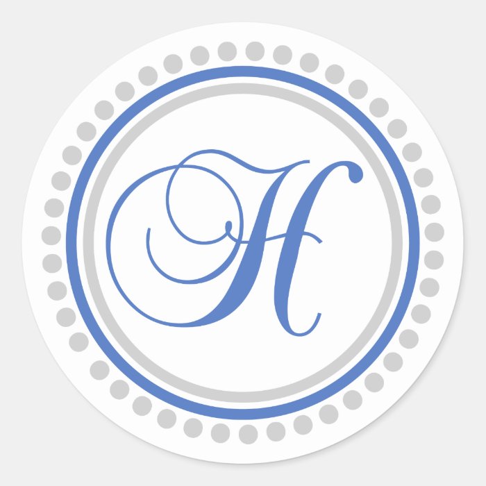 H Monogram (Blue / Silver Dot Circle) Stickers