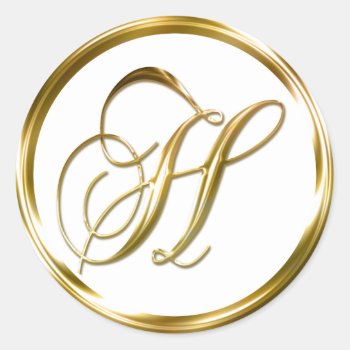 H Monogram Faux Gold Envelope Or Favor Seal by TDSwhite at Zazzle