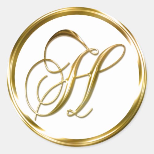 H Monogram Faux Gold Envelope Or Favor Seal