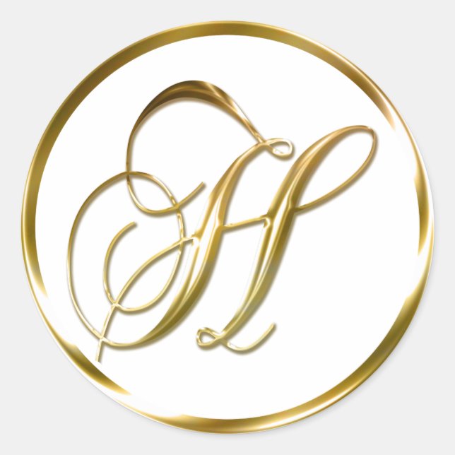 H Monogram Faux Gold Envelope Or Favor Seal (Front)