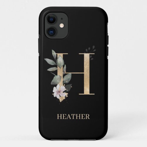 H Monogram Floral Personalized iPhone 11 Case