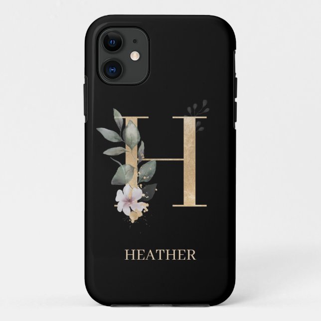 H Monogram Floral Personalized Case-Mate iPhone Case (Back)