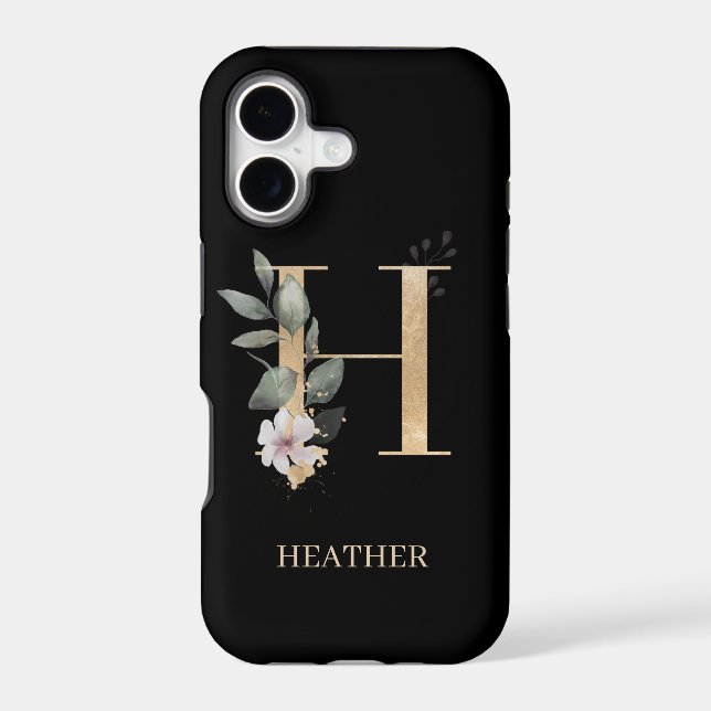 H Monogram Floral Personalized Iphone Case (Back)