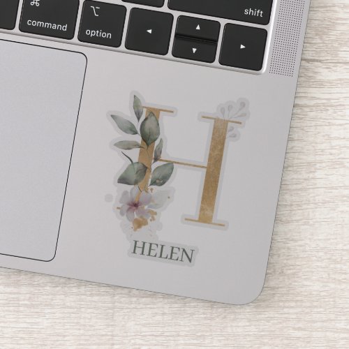 H Monogram Floral Personalized Sticker