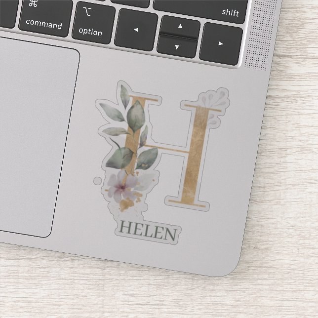 H Monogram Floral Personalized Sticker (Detail)