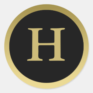 H :: Monogram H Elegant Gold and Black Sticker
