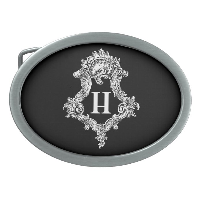 H Monogram Initial Oval Belt Buckle