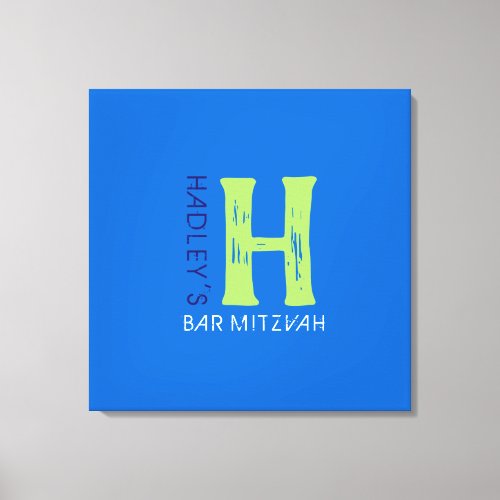 H Monogram Initial Bar Bat Mitzvah Sign_In Board Canvas Print