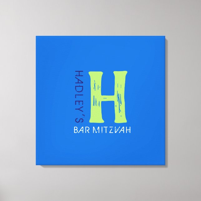 H Monogram Initial Bar Bat Mitzvah Sign-In Board Canvas Print (Front)