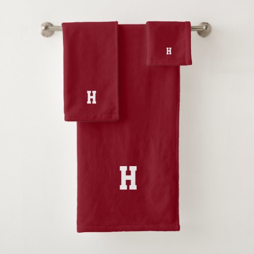 H Monogram on Crimson Bath Towel Set
