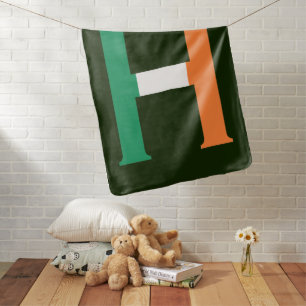 H Monogram overlaid on Irish Flag bbcnt Baby Blanket
