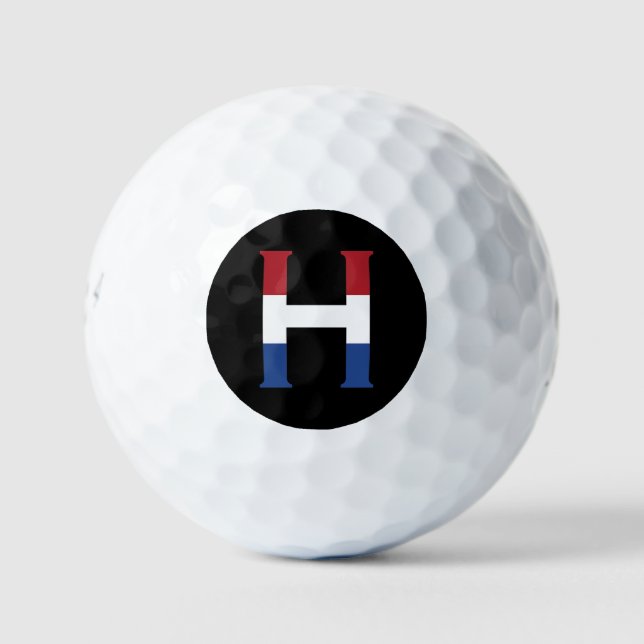 H Monogram overlaid on NLD Flag on bk be6 gbt Golf Balls (Front)