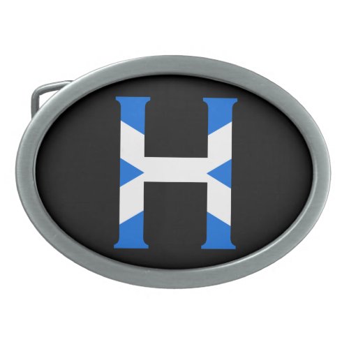 H Monogram overlaid on Scottish Flag bbcn Belt Buckle