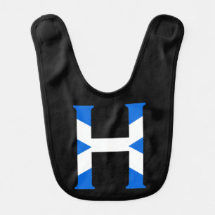 H Monogram overlaid on Scottish Flag bbt Baby Bib
