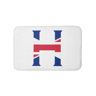 H Monogram overlaid on Union Jack Flag bmt Bath Mat
