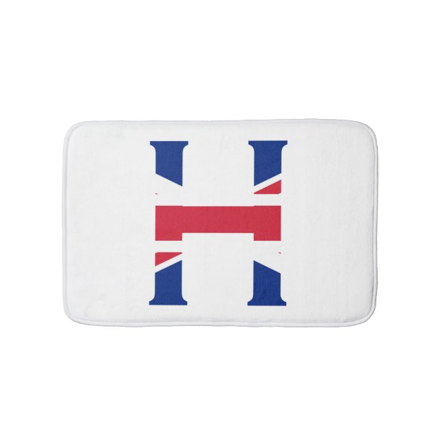 H Monogram overlaid on Union Jack Flag bmt Bath Mat (Front)