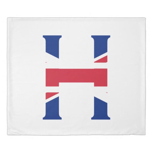 H Monogram overlaid on Union Jack Flag kccnt Duvet Cover