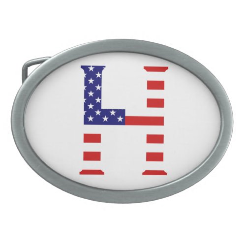 H Monogram overlaid on USA Flag bbcn Belt Buckle