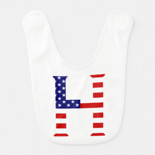 H Monogram overlaid on USA Flag bbcnt Baby Bib