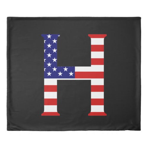 H Monogram overlaid on USA Flag kccnt Duvet Cover
