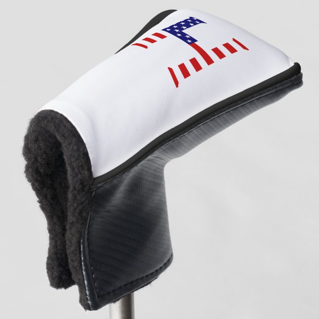 H Monogram overlaid on USA Flag pccnt Golf Head Cover (3/4 Front)
