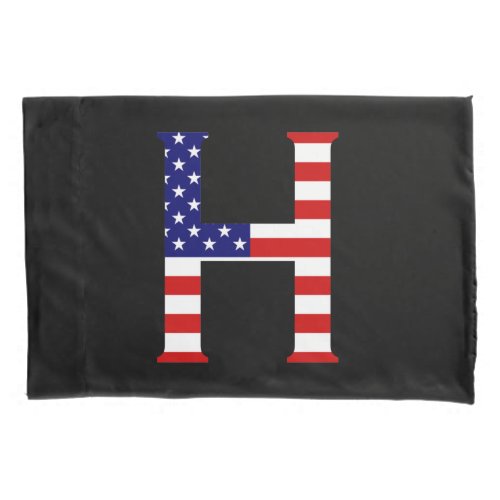 H Monogram overlaid on USA Flag pccnt Pillow Case