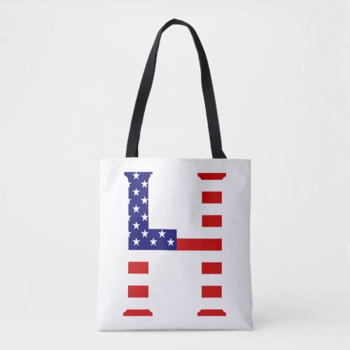 H Monogram overlaid on USA Flag stcn Tote Bag