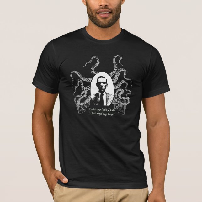 H.P. Lovecraft, Tentacles and R'lyeh T-Shirt (Front)