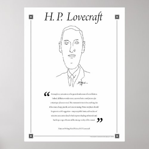 H P Lovecraft Writing Quote Poster