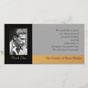 H Photo Sympathy Thank You Card gold piping