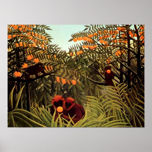 H Rousseau Apes in the Orange Grovee Poster