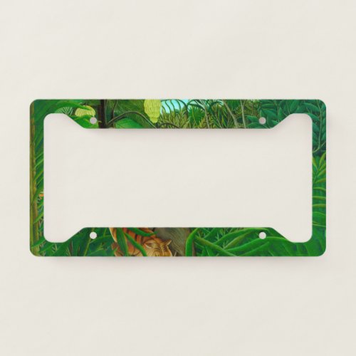 H Rousseau Fight between a Tiger and a Buffalo License Plate Frame