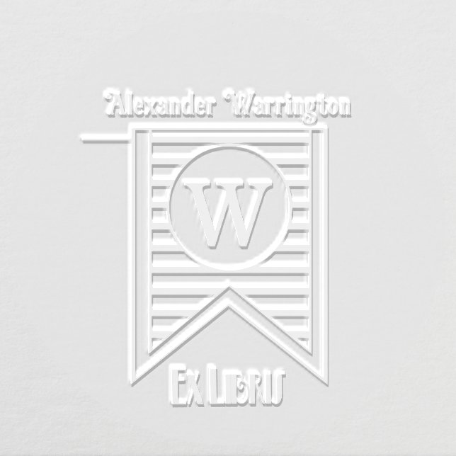 H Stripes Initial Banner Monogram Ex Libris Book Embosser (Design)