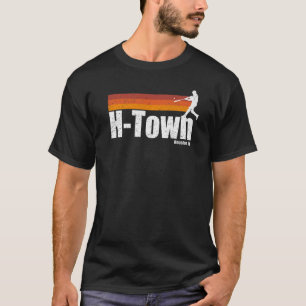 H Town Houston City Texas Baseball Vintage Stripes T-Shirt