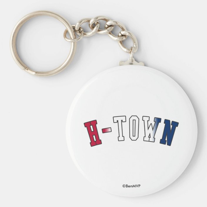 H-Town in Texas State Flag Colors Keychain