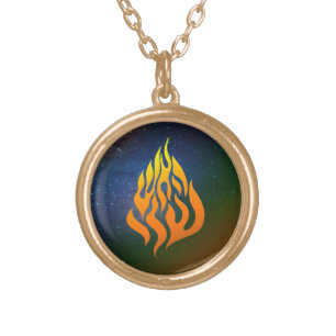 Ha Aish Sheli My Fire Logo Rabbi Nachman Breslov Gold Plated Necklace