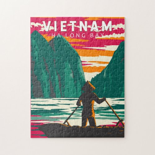 Ha Long Bay Vietnam Boat Vendor Travel Art Vintage Jigsaw Puzzle
