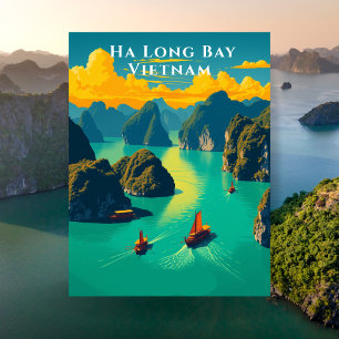 Ha Long Bay Vietnam Scenic Travel Postcard