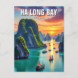 Ha Long Bay Vietnam Sunset Postcard