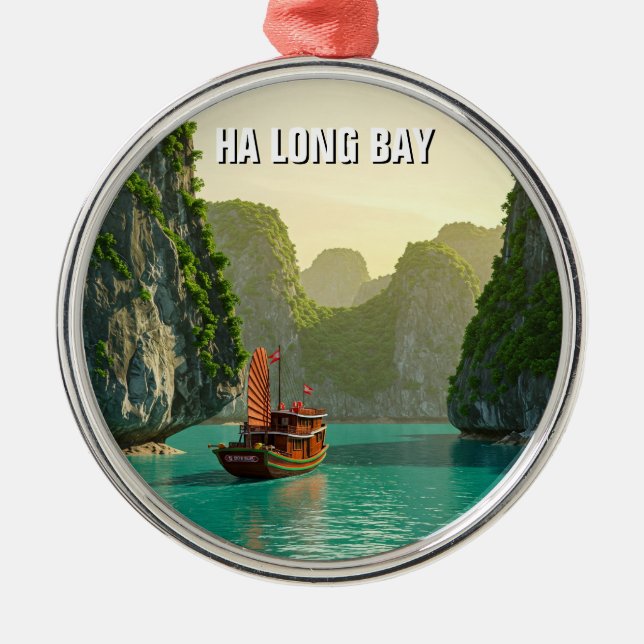 Ha Long Bay Vietnam Travel Metal Ornament (Front)