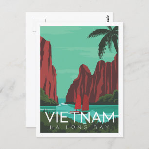 Ha long Bay Vietnam Travel Place Illustration Postcard