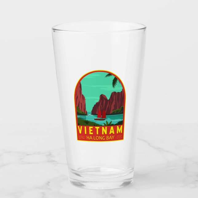 Ha Long Bay Vietnam Travel Vintage Art Glass (Front)