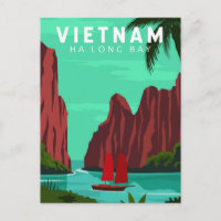 Ha Long Bay Vietnam Travel Vintage Art