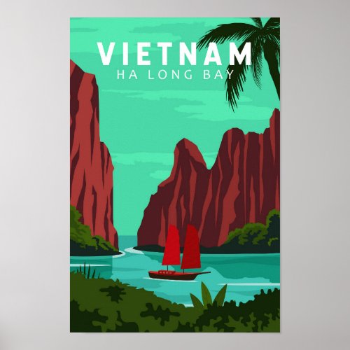 Ha Long Bay Vietnam Travel Vintage Art Poster