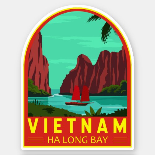 Ha Long Bay Vietnam Travel Vintage Art Sticker