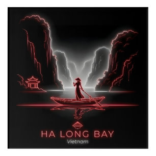 Ha Long Bay-Vietnamese Woman Sampan Boat Acrylic Print