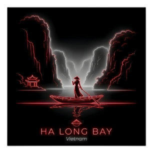 Ha Long Bay-Vietnamese Woman Sampan Boat Poster